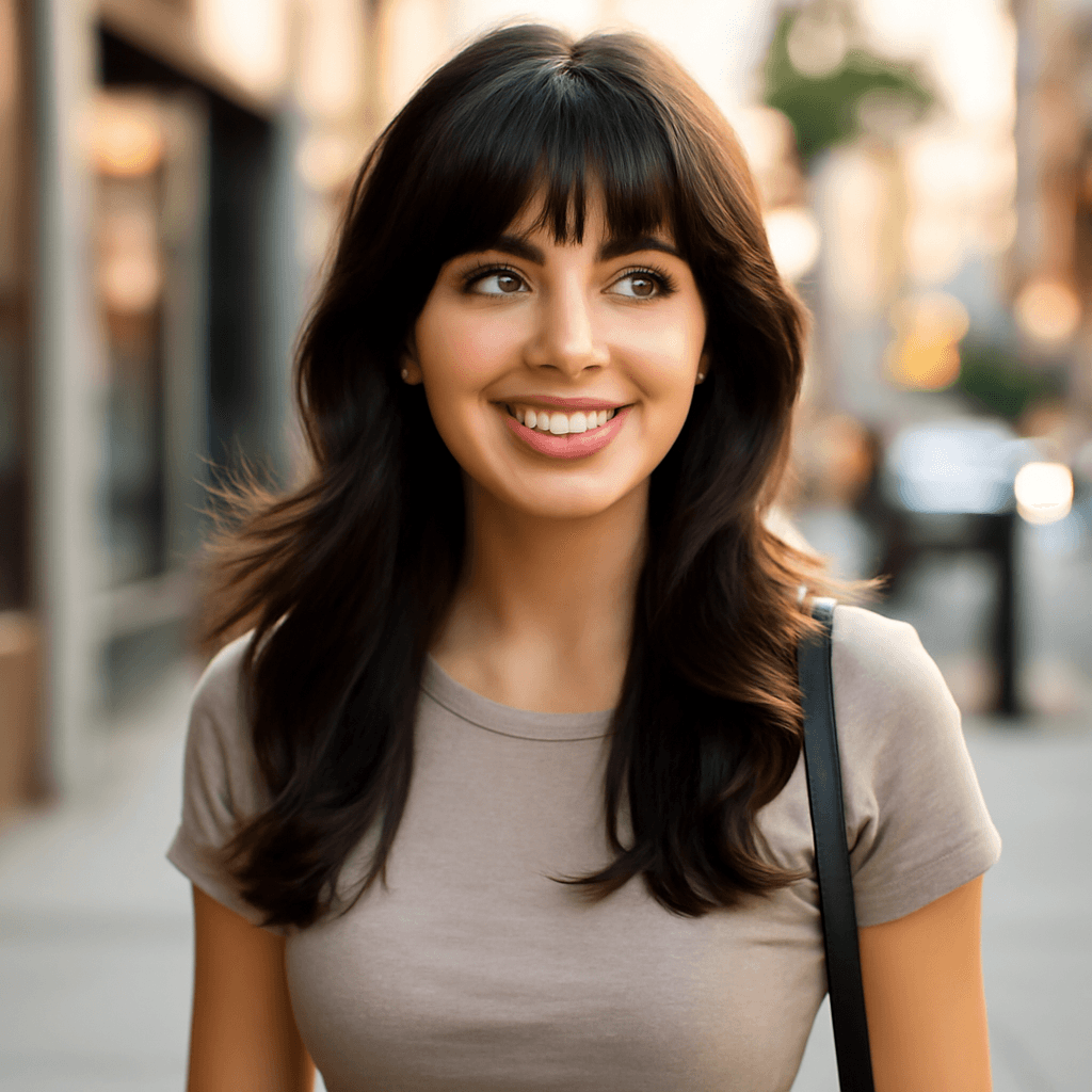 butterfly haircut with bangs
